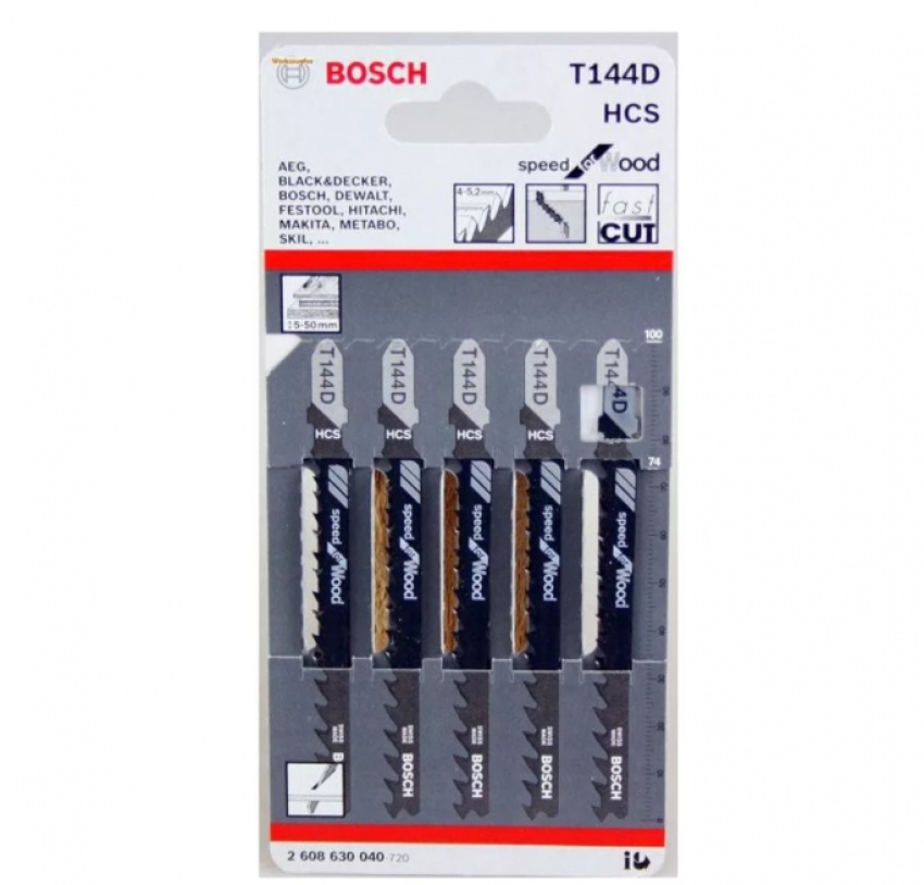 Пилка для лобзика Т144 D Speed for Wood(в упаковке 100шт),BOSCH,Швейцария