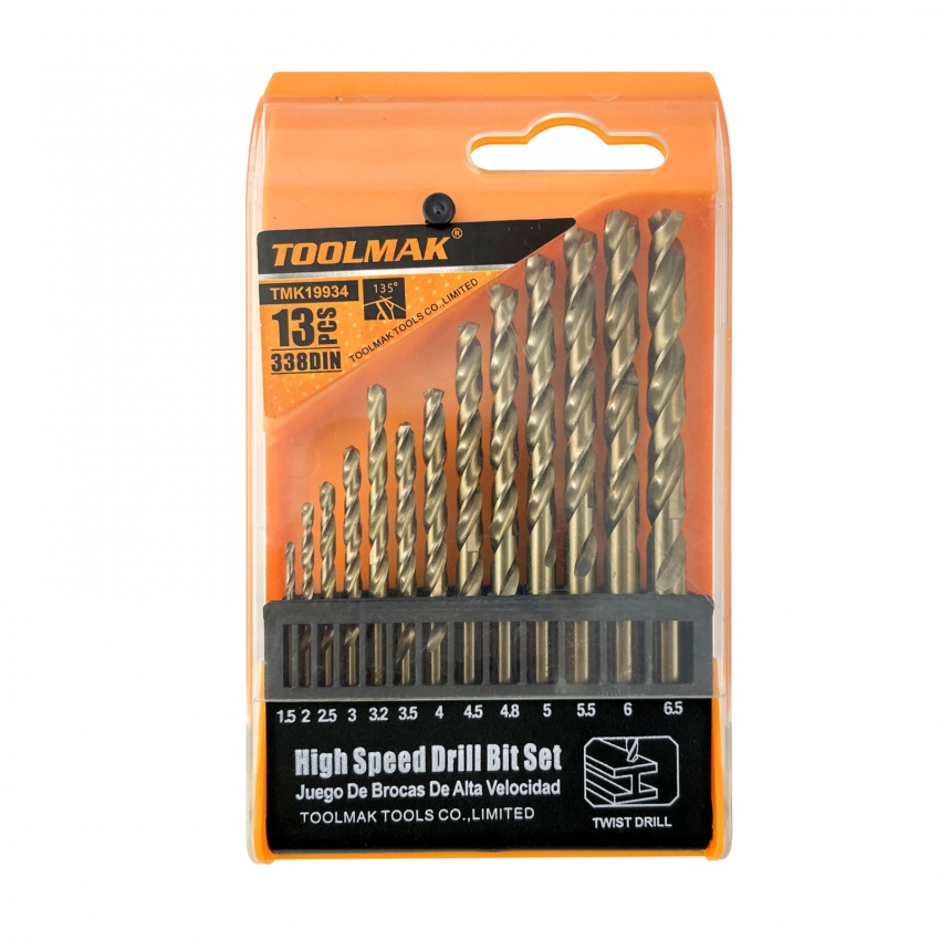 Набор сверл по металлу 1,5-6,5мм, 13 шт. в наб.